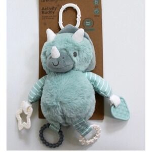 Dreamgro Baby Green Dinosaur Lovey Crinkle Teether Activity Plush Cuddle Toy NWT